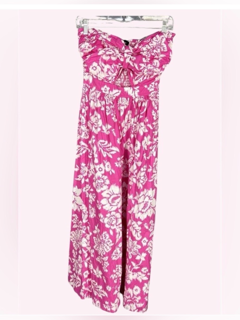 Aakaa Pink & White Floral Strapless Cutout Jumpsuit - Picture 6 of 8